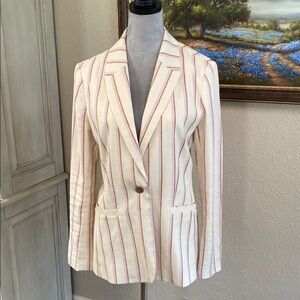 Anthropologie Cream and Pink Striped Blazer